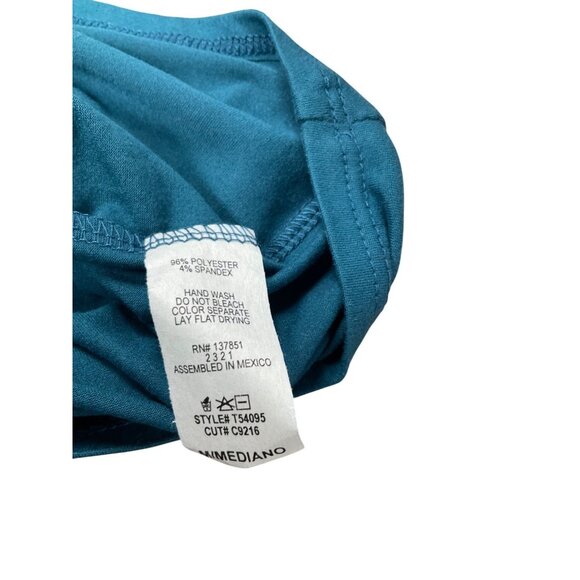 Teal Tie-Shoulder Tank Top By Gaze Size M Polyester/Spandex Square Neck Lightwei - Picture 6 of 6